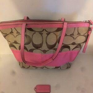 Pink and brown Coach bag